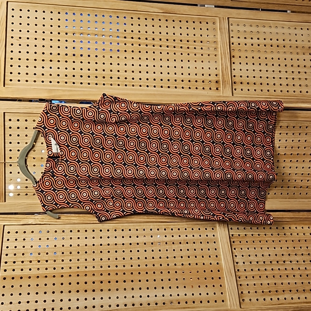 --Cute!-- Mod 60s inspired retro minidress OpArt brown orange navy geometric